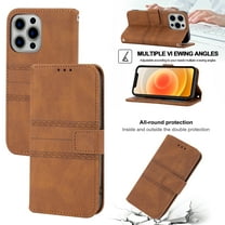 Dteck For iPhone 13 Pro,Magnetic Shockproof Flip Leather Card Holder Lanyard  Kickstand Wallet Case Cover,Brown