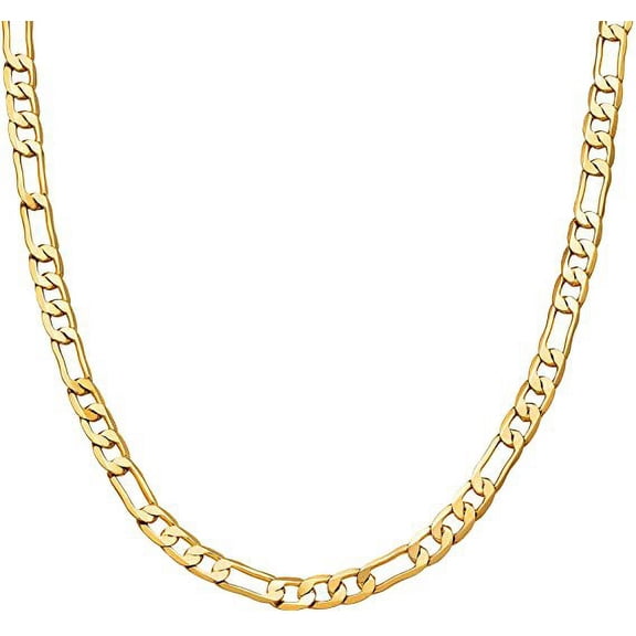 Figaro Chain Necklace Stainless Steel Real Gold Plated Chains for Men Women Jewelry Gift for Men Women