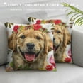 thumbnail image 3 of Throw Pillow Covers Dog with Flower Design Square Pillowcase for Home Decor Sofa Car Bedroom Pillow case, 3 of 5