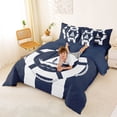 thumbnail image 4 of Manfei Minimalist Blue White Lifebuoy Sailboat Bedding Comforter Set for Kids Boys and Girls, Nautical Print Full Bedding Set, Navy Reversible 7 Pieces, 4 of 6