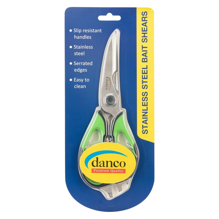Danco Sports Stainless Steel Serrated Bait Cutting Shears, Green