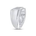thumbnail image 3 of Sterling Silver Mens Round Diamond Rectangle Cluster Fashion Ring 1/3 Cttw, 3 of 4