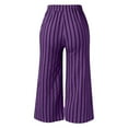thumbnail image 4 of Rhuody Pants For Womens High Waist Loose Fit Linen Blend Striped Wide Leg Pants For And Relaxed Straight Leg Slacks Simple Wear Purple L, 4 of 5