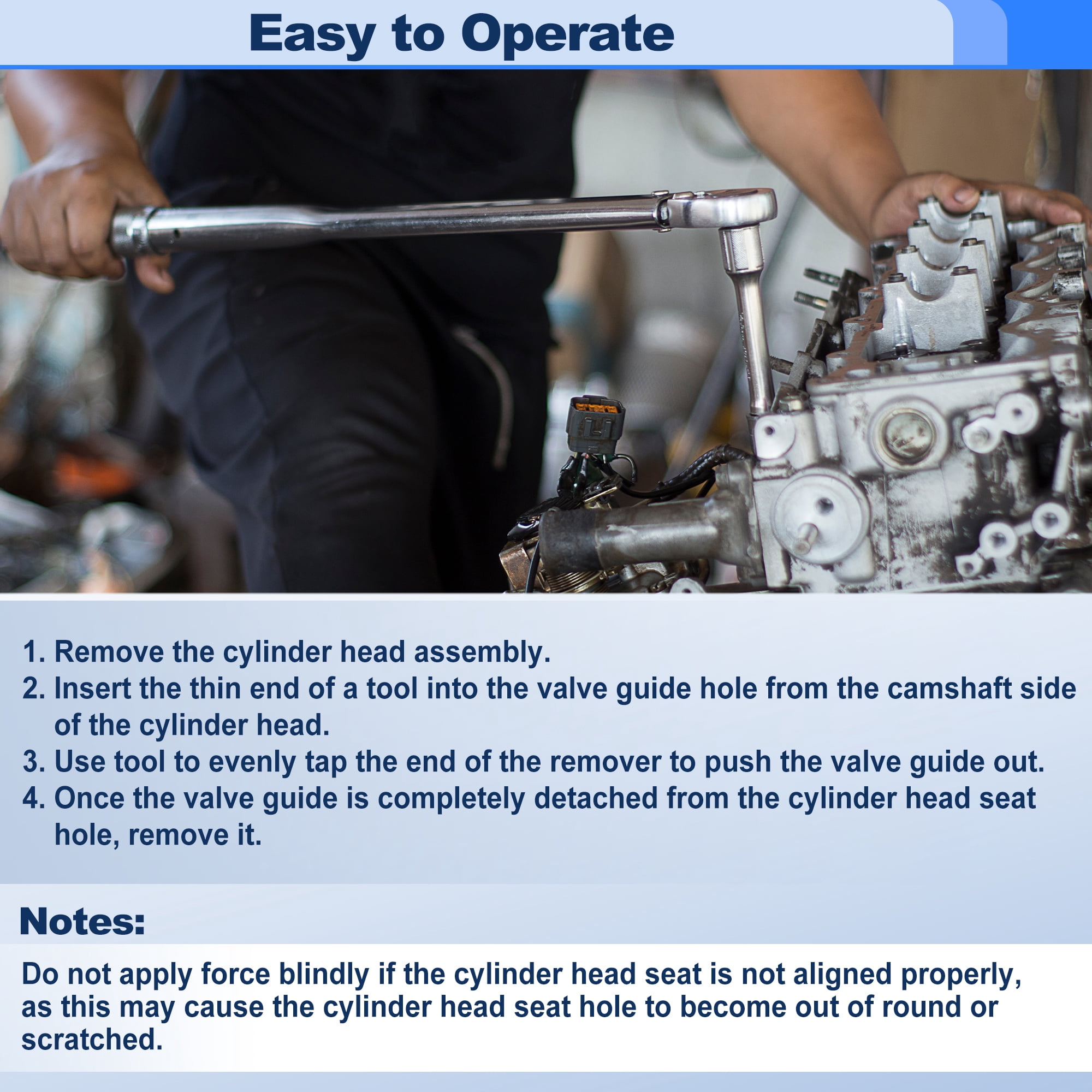 Unique Bargains 2Pcs Engine Valve Guide Tool 17.5cm/6.9in 16.5cm/6.5in Universal