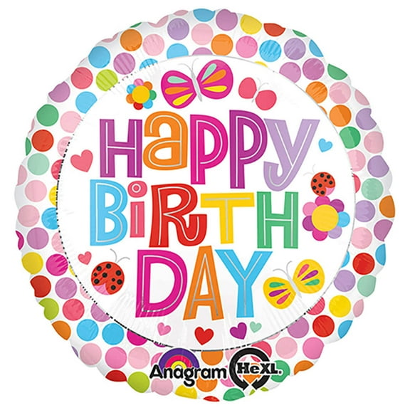 18 inch Happy Birthday Flower Foil Mylar Balloon - Party Supplies Decorations