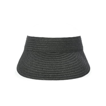 Time and Tru Women's Straw Visor Hat, Black