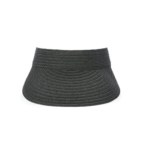 Time and Tru Women's Straw Visor Hat, Black