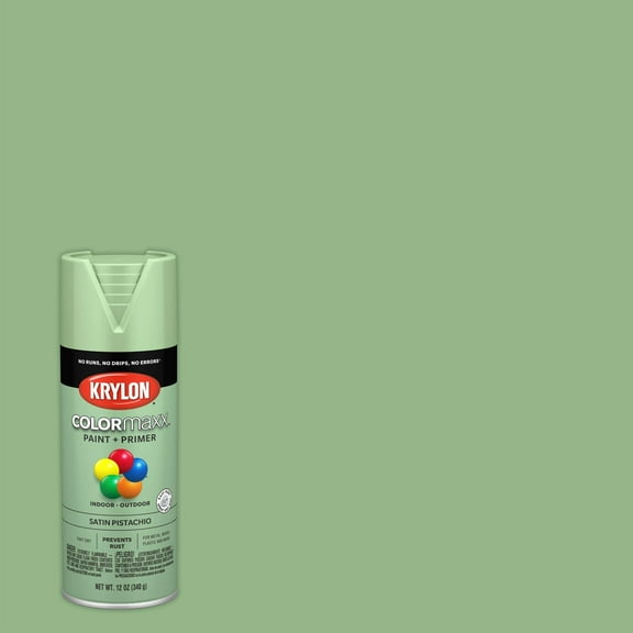 Krylon COLORmaxx Paint   Primer, Satin, Pistachio, 12 oz.