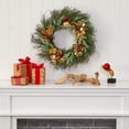 thumbnail image 3 of Nearly Natural 20in. Cedar, Ruscus, Berries and Golden Eucalyptus Artificial Wreath, 3 of 3