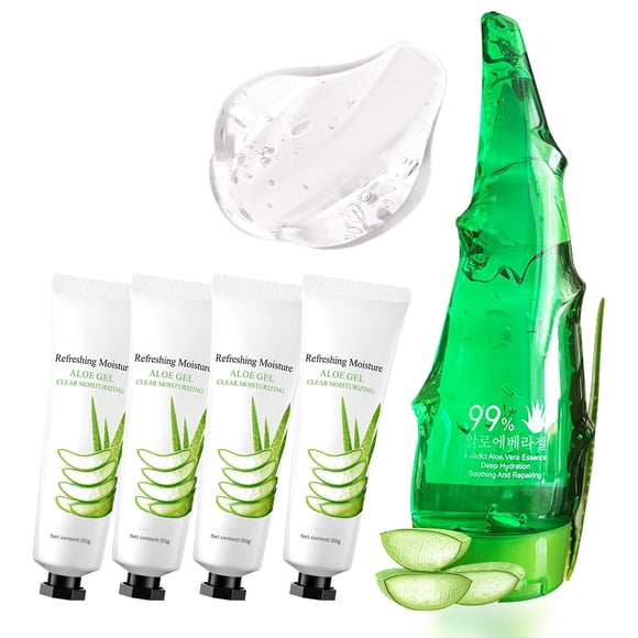 JunKuJK Gel de aloe vera de pureza del 99% - Gel de aloe vera hidratante para rostro y piel Gel de aloe hidratante no pegajoso (5 piezas) B