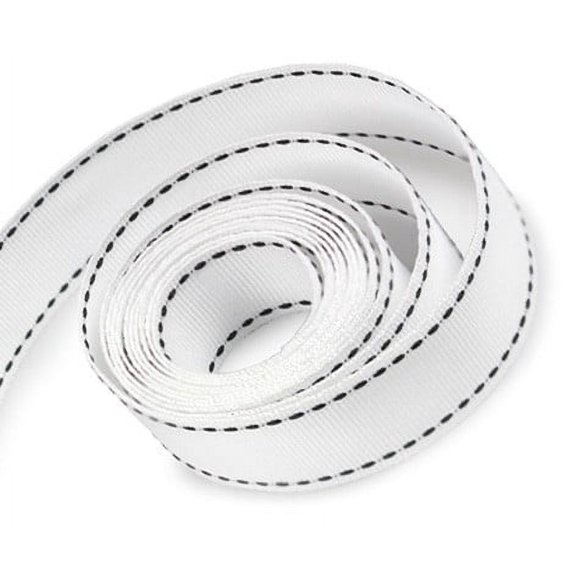 Ribbon en Polypropylène Gros-Grain, 0,375 Po x 100 Verges, Blanc avec Points Noirs