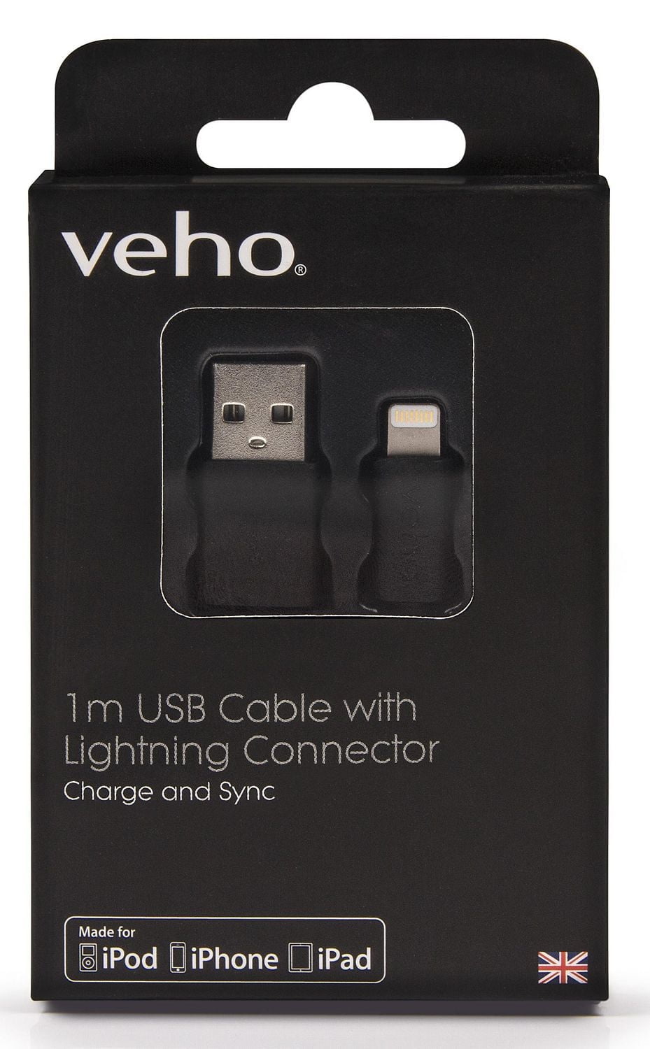 Veho Pebble(TM) Certified MFi Lightning to USB Charge & Sync Cable, 3.3ft - Black