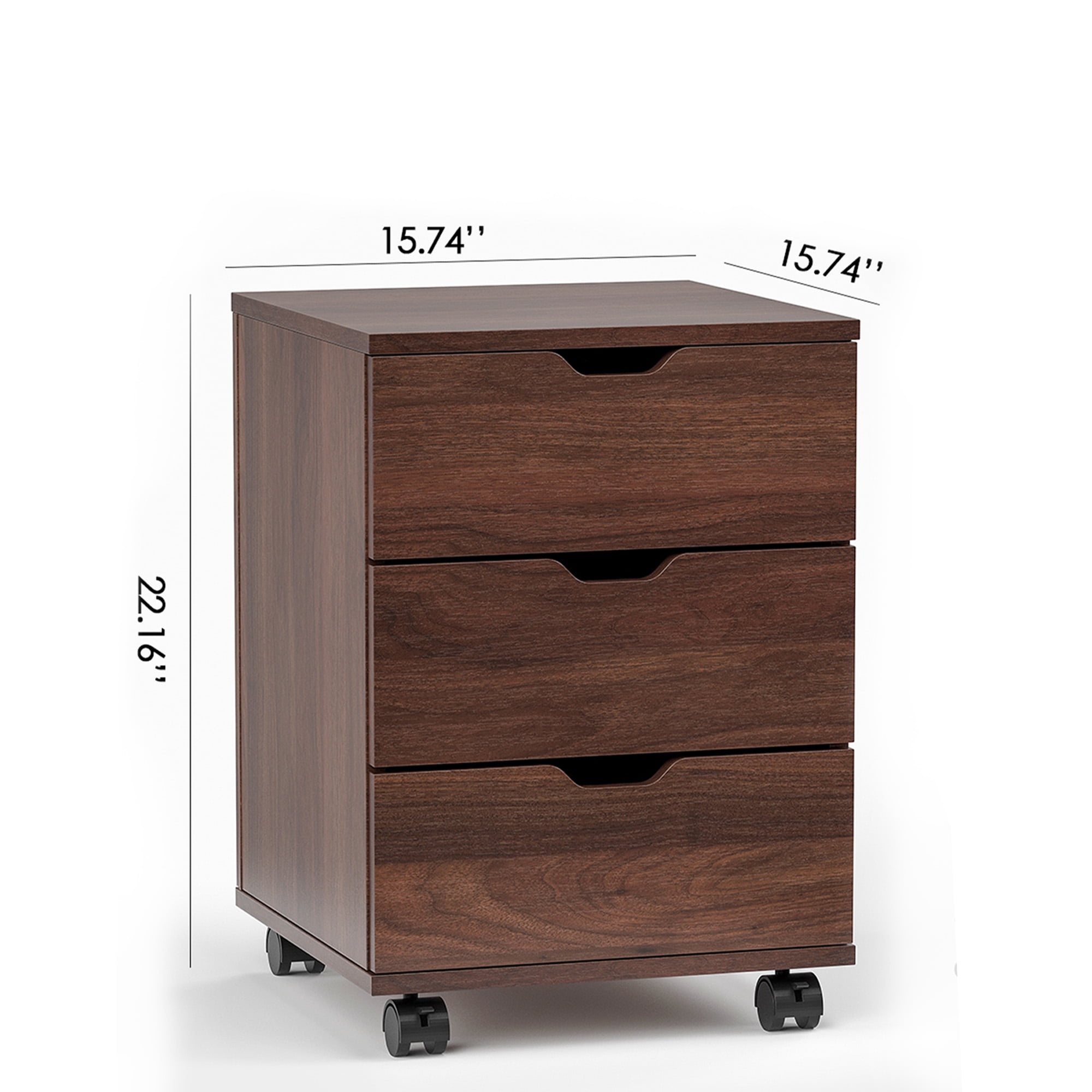 MAYEERTY 3-Drawer Vertical Wood Filing Cabinet with Casters for Home Office, Brown, Non-Assembled