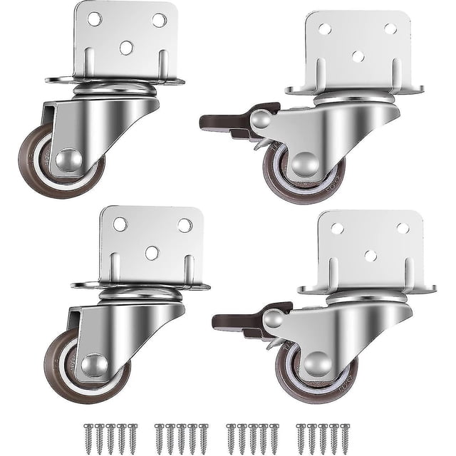 Paquete De 4 Ruedas Giratorias, Ruedas Para Muebles, Ruedas Con Freno, Placa De Montaje En L 25 Mm Ls Yl