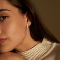 thumbnail image 2 of DewberryDiamonds 1/5 ct Round Cut Lab Grown Diamond Huggie Double Row Hoop Earrings | 14k Yellow Gold Plated Silver (Clarity: VS, Color: EF), 2 of 7