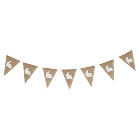 11.48ft Easter Triangle Flags Bunny Burlap Garland Spring Decoration Set