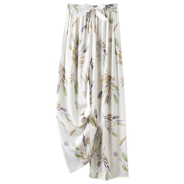 Pantalones de Piernas Anchas Casuales para Mujeres Impresión de Moda Pantalones de Longitud Completa Elásticos Regulares para Uso Casual
