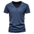 thumbnail image 5 of Mens Slim-Fit Cotton T-Shirts Comfort Soft Short Sleeve Lightweight V-Neck Shirts Tops Breathable Color Blouses, 5 of 8