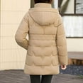 thumbnail image 4 of Wyobmus Women's Long Winter Puffer Jacket Warm Thicken Zipper Plush Hooded Down Coat Long Slleve Bubble Outwear Coat with Pockets Khaki, 4 of 7