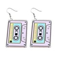 thumbnail image 5 of Riguas 1 Pair Vintage Zebra Print Magnetic Tape Hook Earrings 1980s Acrylic Retro Cassette Crush Colorful Drop Dangle Earrings Jewelry Gift, 5 of 7