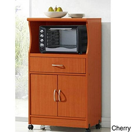Microwave Cart Stand - Cherry Finish - One Shelf for the Microwave and Another Shelf Above Plus a Drawer and Cabinet