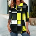 thumbnail image 3 of Charella Long Sleeve Shirts for Women Casual Printed Loose Fit V-Neck T-shirt 2024 Spring Tops,Yellow,M, 3 of 3