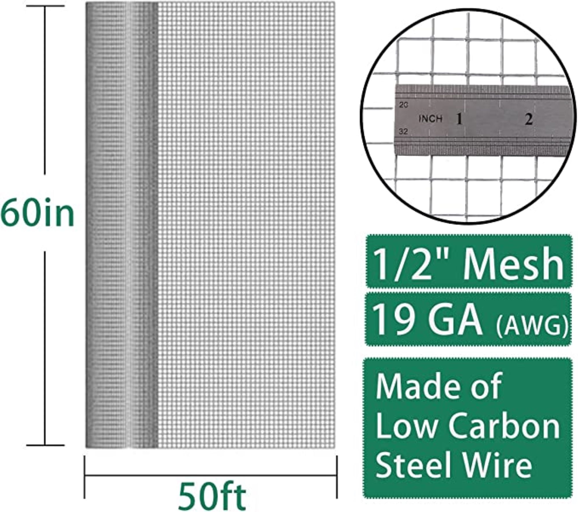 SEBOSS Hardware Cloth 1/2 inch opening, 60 in x 50 ft,19 Gauge