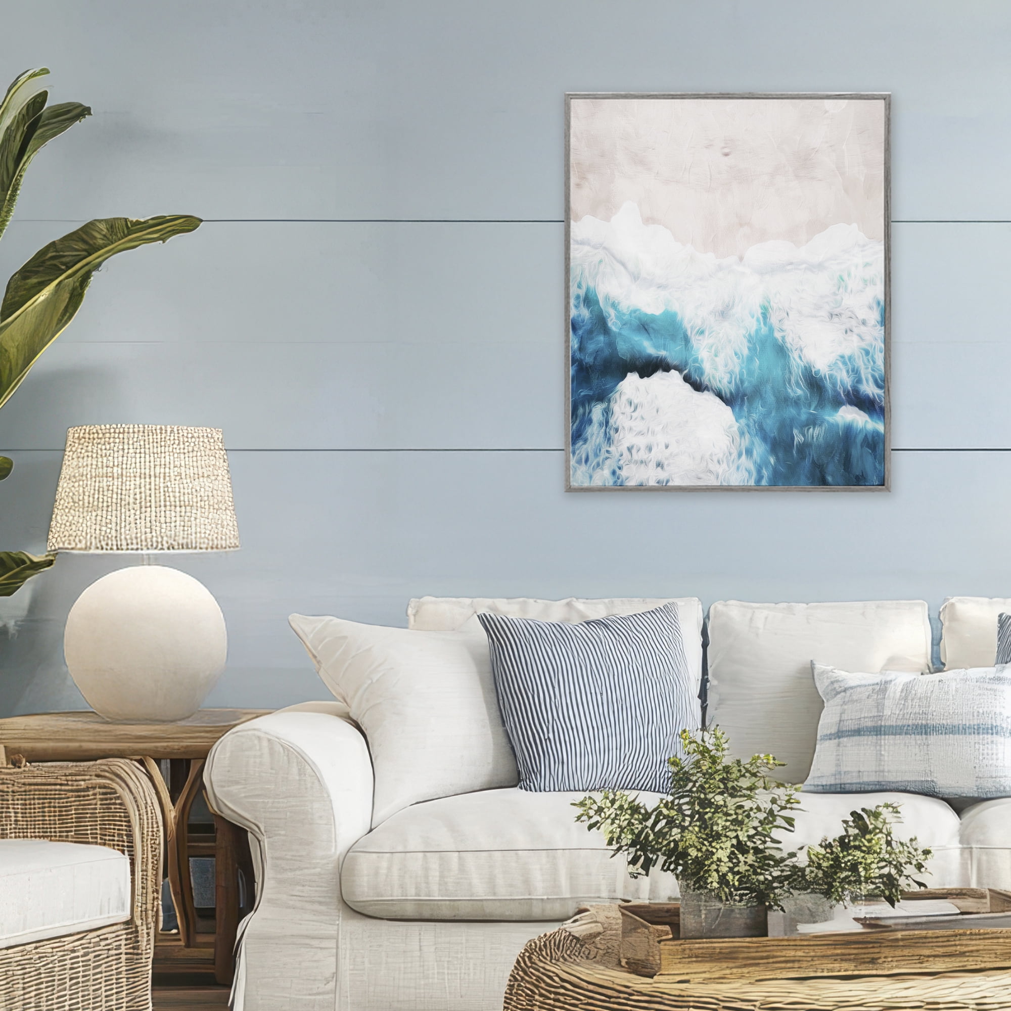Stupell Industries On The Beach Aerial Gray Framed Giclee Art, design by Milli Villa