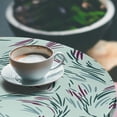 thumbnail image 3 of Ambesonne Abstract Fitted Round Tablecloth, Minimal Swirly Dash Lines, 36"- 40" Diameter, Mint Green and Cadet Blue, 3 of 5