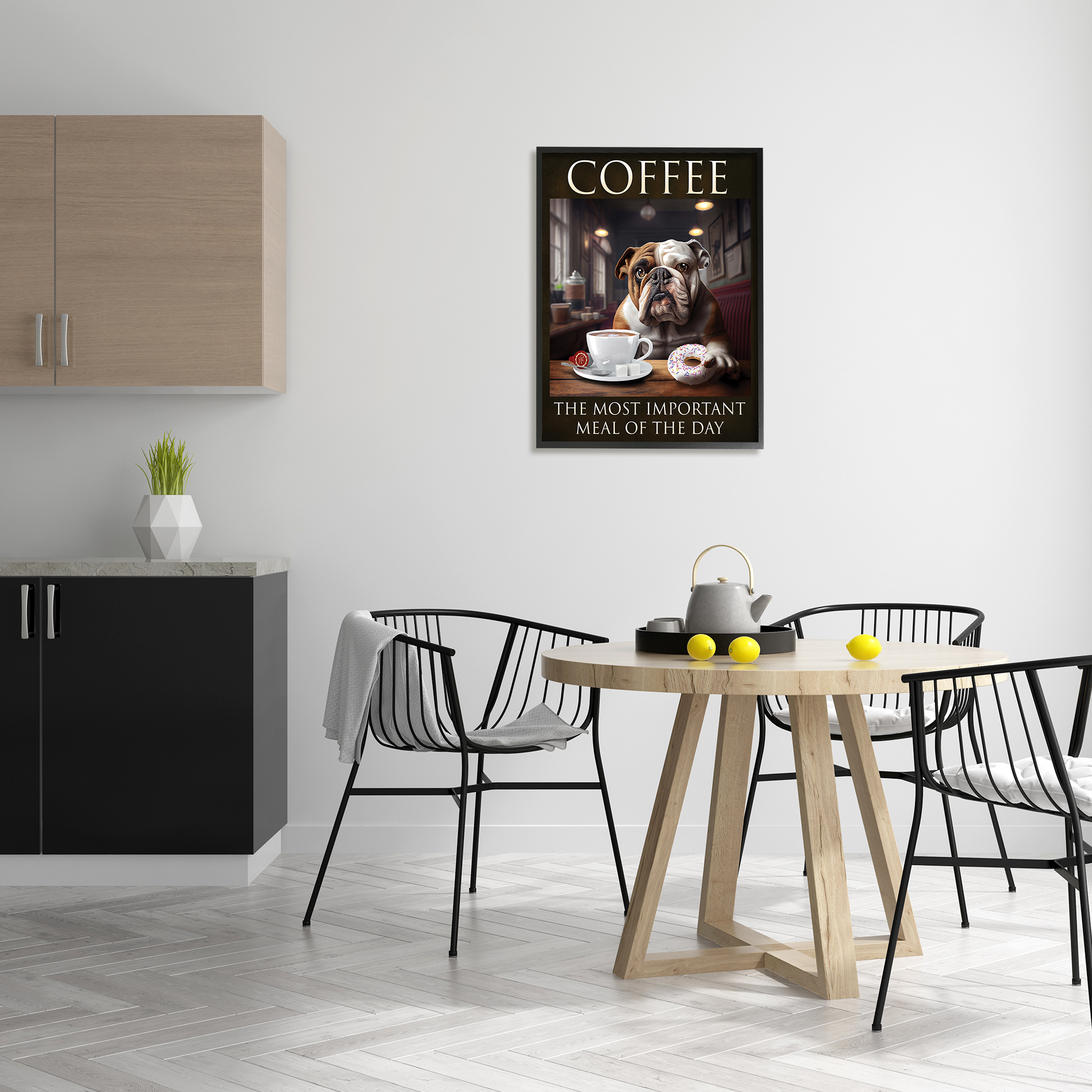 Stupell Industries Coffee Important Meal Dog Animals & Insects Painting Black Framed Art Print Wall Art, 24 x 30