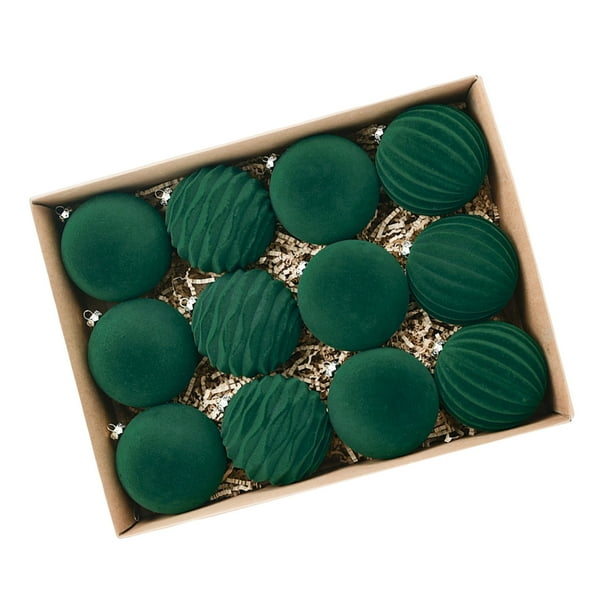Toystoory 12 pack/lote de adornos Extra grandes, adornos de bolas de Navidad de granja para elegancia glamurosa festiva Kits de decoración para fiestas verde 8cm-12