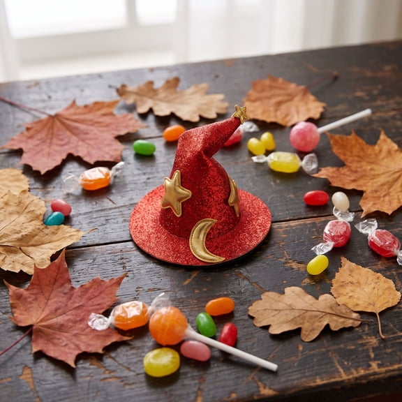 Halloween Hair Clip, Red Glitter Mini Witch Hat Hair Clip, 1 Piece Decorative Hair Accessory, For Halloween Costume Party Cosplay DIY Dress Up Hairstyle Decoration