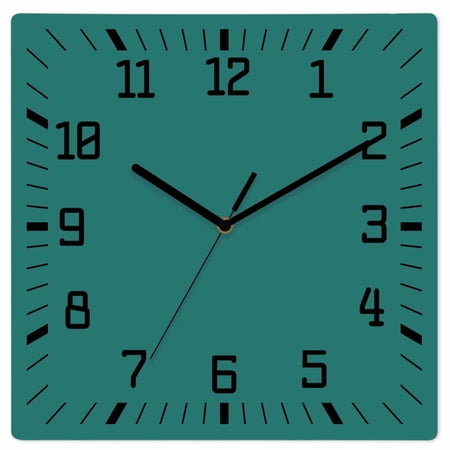 Dark Blue Wooden Wall Clock Silent Non Ticking, Rustic Dark Green Solid Color Modern Art Square Wall Clocks Battery Operated, Decor Clock for Home Office, Living Room, Kitchen, 12 Inch