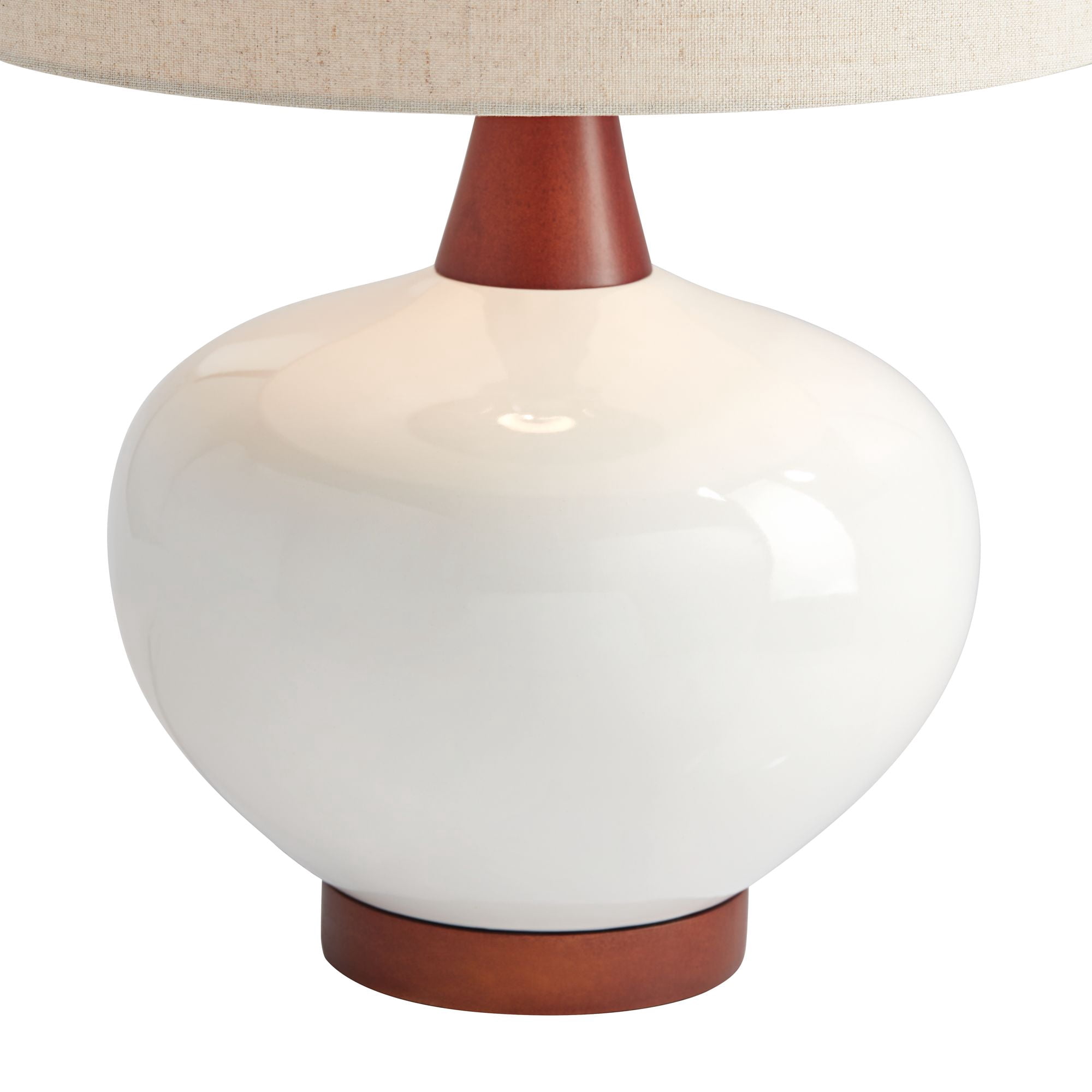 360 Lighting Brice Modern Mid Century Accent Table Lamp 23" High Ivory Ceramic Wood Neck Off White Drum Shade for Bedroom Living Room Bedside Office