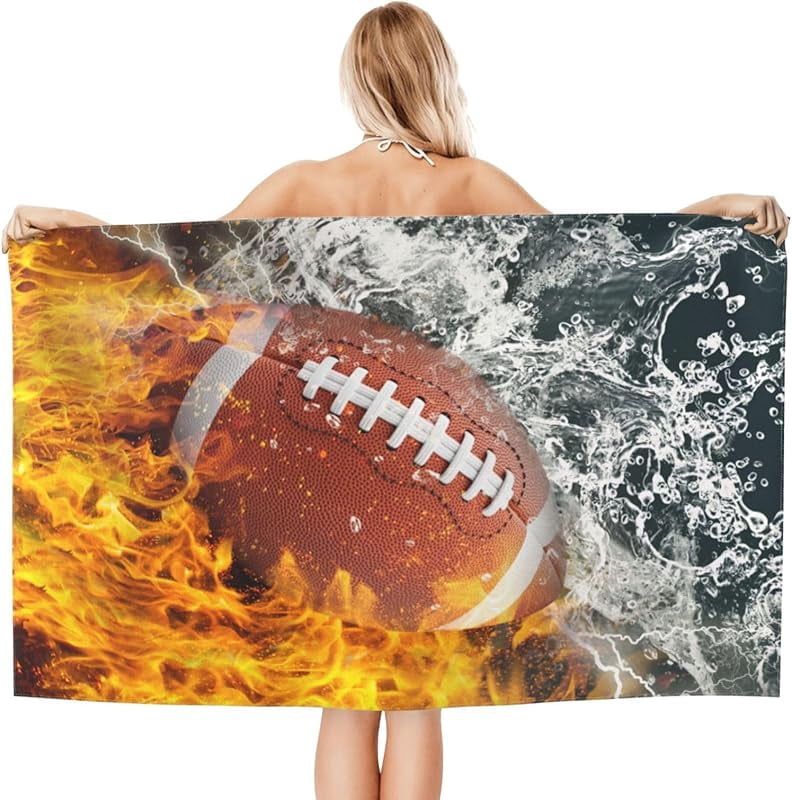 American Football Beach Towel Large Sand Free Quick Dry Ball Sport Bath Towels Gift for Men Boys Pool Bathroom Swimming Travel