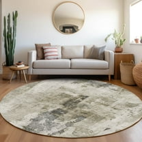 Addison Rugs Chantille Indoor/Outdoor Transitional Abstract Taupe Washable Round Rug, 8' x 8'