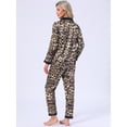thumbnail image 4 of DARING DIVA Women's Satin Pajama Set Silky Long Sleeve Button Down Sleepwear M Brown, 4 of 7