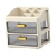 thumbnail image 2 of Organizador de escritorio con compartimentos y cajones. Almacenamiento cosmético moderno, ideal para Marrón cremoso de 2 niveles, 2 of 9