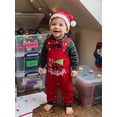 thumbnail image 3 of Cjfdfy Newborn Baby Boy Christmas Fall Outfit Plaid Bow Long Sleeve Romper Overalls Pants And Santa Hat Infant Cute My 1St Christmas Fall Winter Clothes 0-18M, 3 of 9