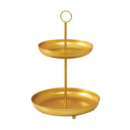 

2 Tier Fruit Plate Serving Cake Stand With Handle Iron Art Home Party Practical