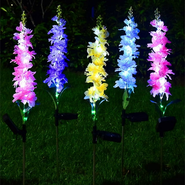 Luces solares LED de jacinto para decoración exterior - Focos de estacas solares impermeables para jardín, patio y sendero