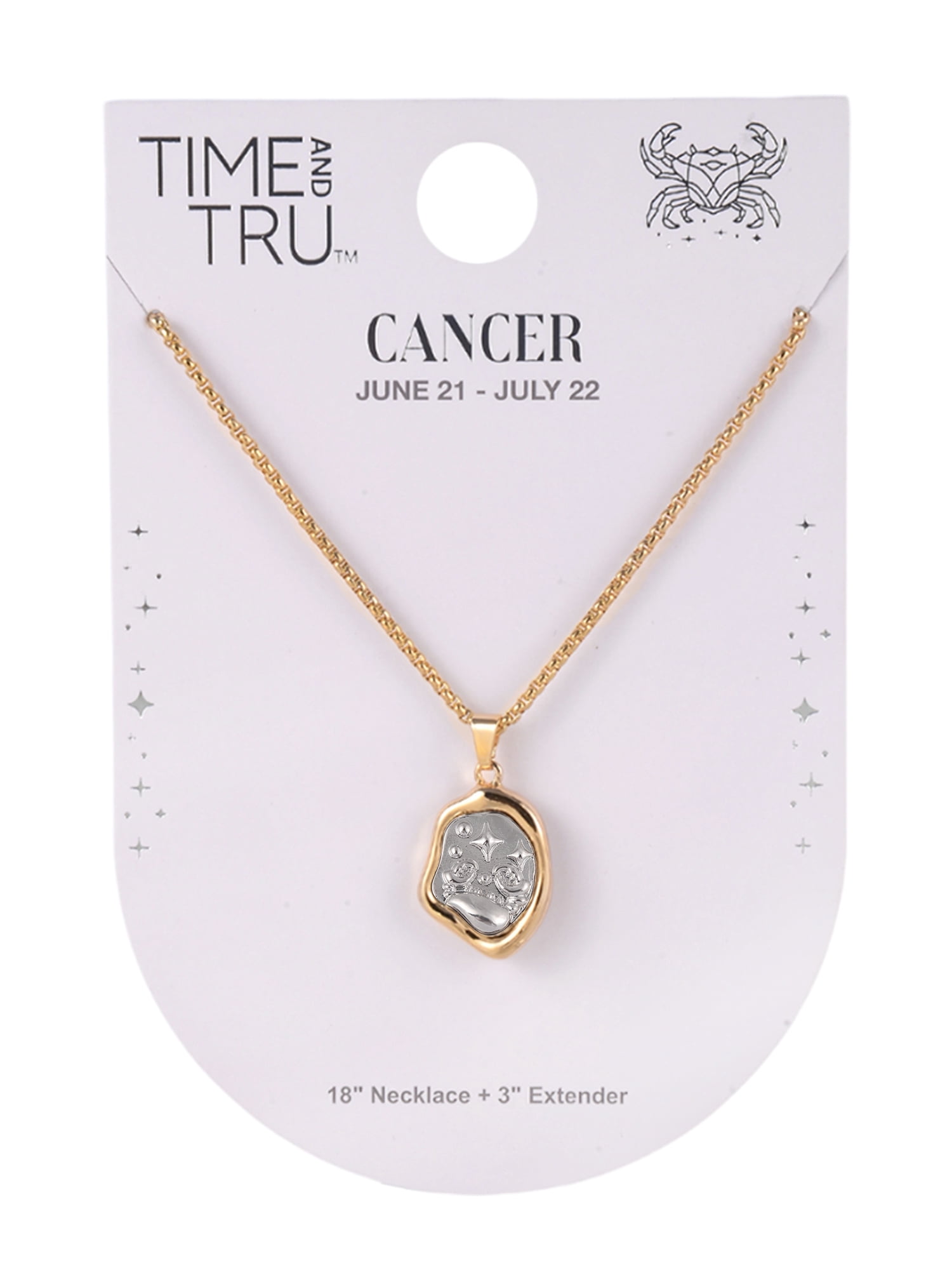 Time and Tru Goldtone Silvertone Reversible Pendant "Cancer" Necklace