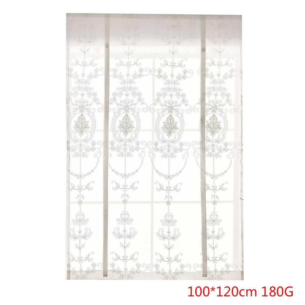 Floral Embroidered Tie-Up Roman Shades Tap Top Sheer Balcony Window Curtain Drape Valance Panels