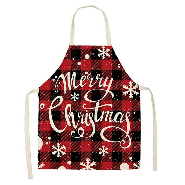Under 10 Apron Sleeve Christmas Kitchen Cooking Aprons Plaid Aprons Adjustable Buffalo Plaid Baking Apron