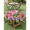 thumbnail image 3 of Outdoor Tablecloth with Umbrella Hole and Zipper, Christmas Cats Round Table Cloth 60 Inch Waterproof Tablecloth, XmasTree Winter Gifts Floral Pink Plaid Picnic Table Cover for Patio Camping, 3 of 7