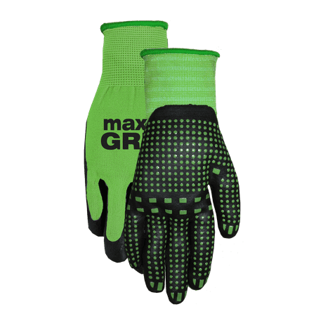 Midwest Quality Gloves Max Grip S Nitrile/Spandex Black/Green Grip Gloves (Box of 6 pairs)