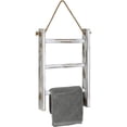 thumbnail image 5 of Estante de secado de escalera de toalla de mano para colgar en la pared de madera maciza, estante de almacenamiento de toallas de mano de 3 niveles con cuerda para colgar, 5 of 5