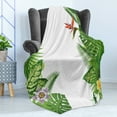 thumbnail image 4 of Tropical Soft Flannel Fleece Throw Blanket, Growth Rainforest of Hawaii with Frangipani Philodendron Birds of Paradise, Cozy Plush for Indoor and Outdoor Use, 60" x 80", Multicolor, by Ambesonne, 4 of 5
