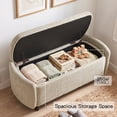 thumbnail image 3 of Furniliving 46.5" Chenille Storage Bench, Button-Tufted Upholstered Ottoman with Hidden Storage, End of Bed Bench for Bedroom Entryway Living Room, Light Brown, 3 of 12