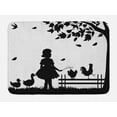 thumbnail image 1 of Fence Bath Mat, Little Girl Walking in the Forest with Goose Chicken and Rooster Friends, Plush Bathroom Decor Mat with Non Slip Backing, 29.5" X 17.5", Black White, by Ambesonne, 1 of 2